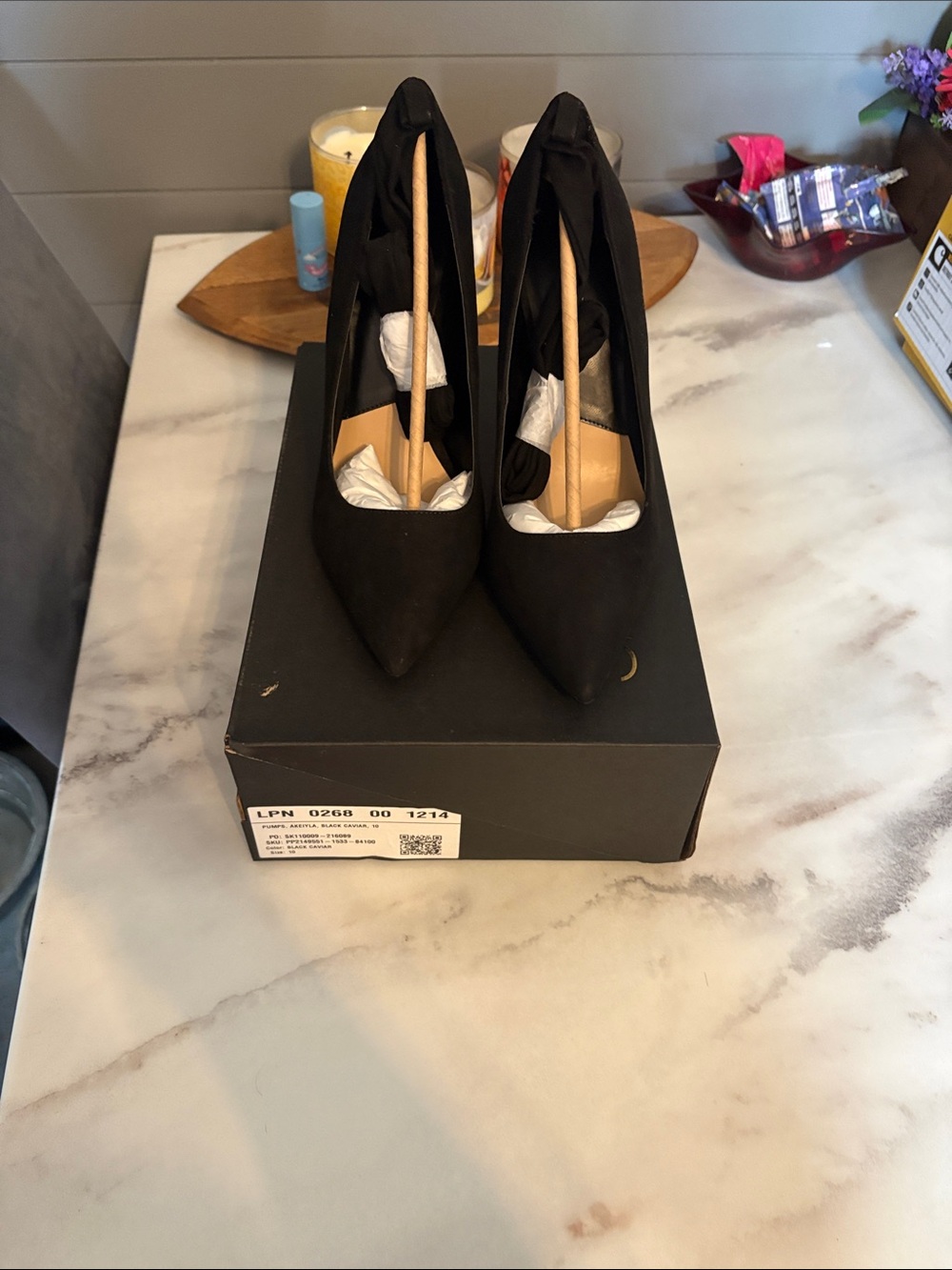 Shoe Dazzle Black Suede Pointed-Toe Stilettos